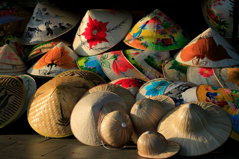 Conical hats also known as Non la in Vietnam