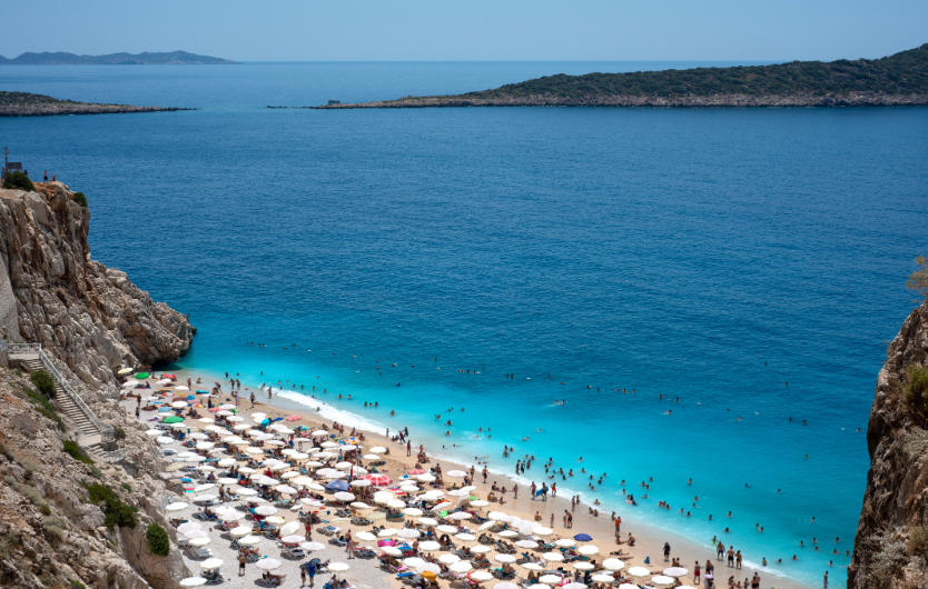 Kaputaş Beach is situated in a bay on the coastal road between Kaş and Kalkan